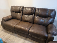 All leather reclining couch