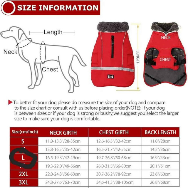 Winter Dog Coat, Fleece Lined, Reflective, Medium Dog Jacket NEW in Accessories in City of Toronto - Image 4