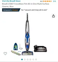 Bissell 2306Y CrossWave Pet All-in-One Multi-Surface Cleaner, Bl
