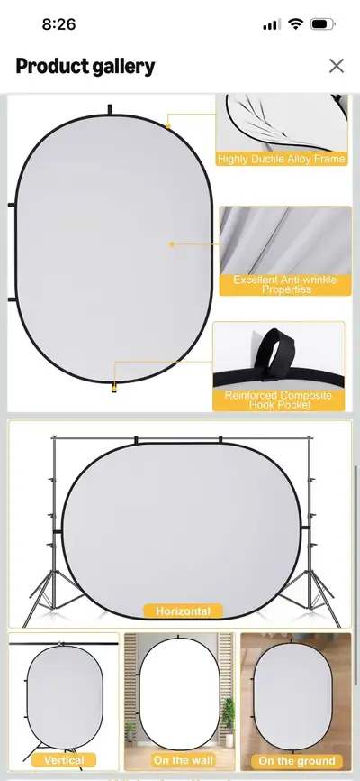 Selling a brand new durable muslin photography backdrop is dual-sided with white and grey surfaces....