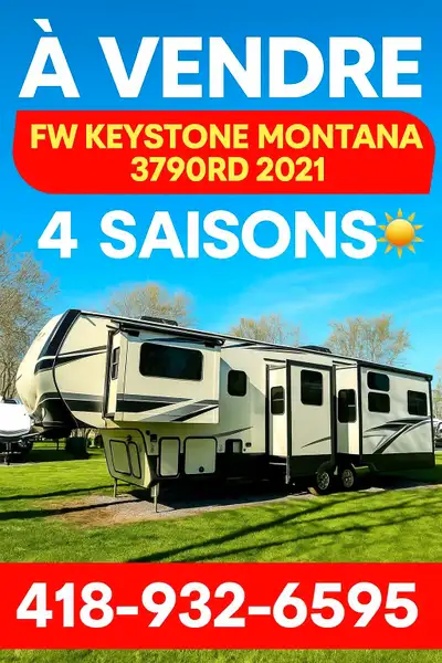 FIFTH WHEEL LUXUEUSE 4 SAISONS ❄️ KEYSTONE MONTANA 3790RD 2021 40 PIEDS 5 SLIDE OUT LIT KING ILOT DE...