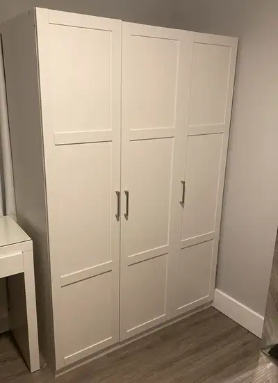 Sauder 3-Door Closet with Shelving and Hanging Rod ***CLEAN AND SMOKE FREE HOME NO PETS*** Great con...