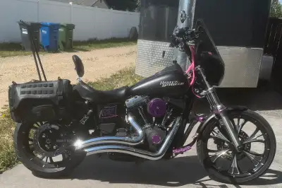2012 Dyna Street Bob Road Warrior Fairing Powermadd handguards LED Headlight OG crashbar, pegs and F...