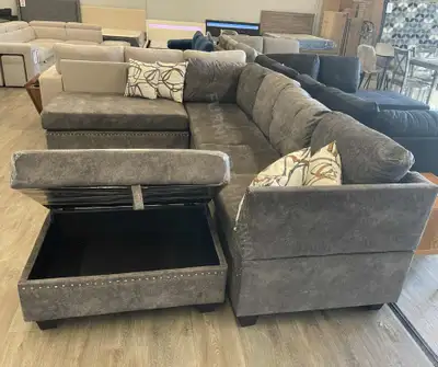 BNIB and comes in 4 boxes Dimension is 108” x 78” Reversible chaise Ottoman with storage Warranty in...