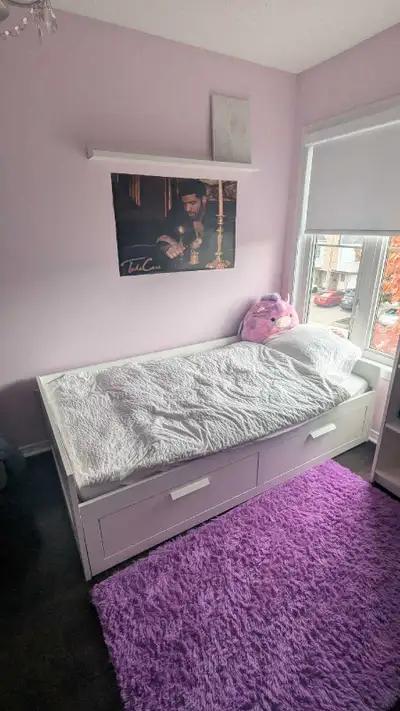 BRIMNES Daybed frame with 2 drawers, white, Twin, WITH MATTRESS, View more
