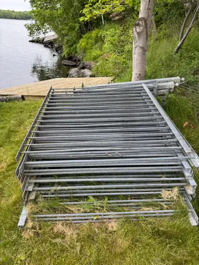 Galvanized Fencing, 22 pcs - 67”x73”, 6 curved pcs - 57”x73”, , View more