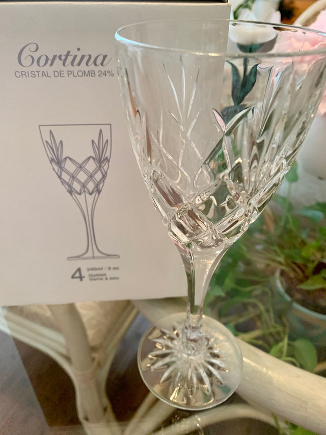 Cortina Bohemian Crystal Wine or Water Glasses. New In Box Vinta in Kitchen & Dining Wares in Mississauga / Peel Region - Image 3