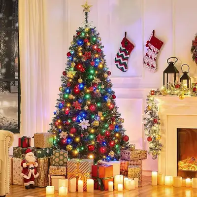 6ft Pre-lit Spruce Artificial Christmas Tree Hinges Tree with 30, View more