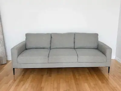 Structube Teresa Contemporary 3-Seater Sofa - Modern Textured Gr, View more