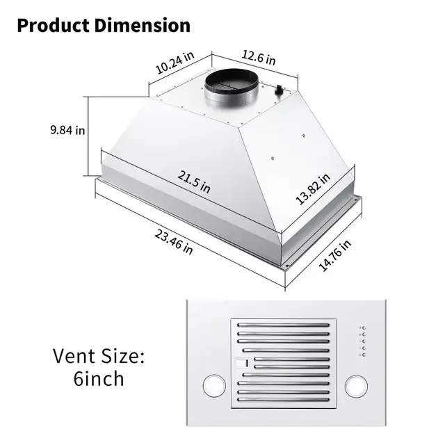 Zomagas Range Hood Insert 24” - Built in Kitchen Hood - 600 CFM in Stoves, Ovens & Ranges in Markham / York Region - Image 7