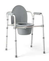 Medline 3-in-1 Steel Folding Bedside Commode, Commode Chair