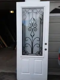 USED 32x80 FROSTED GLASS EXTERIOR DOOR