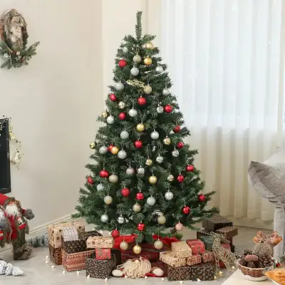6ft Artificial Christmas Trees with Auto Open and Steel Base, Green Features: • 6ft/1.8m tall in a r...