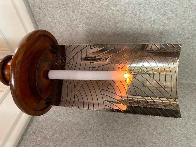 Evans Designs Galery 14 inch Mirrored Candle Holder with Candle Arts