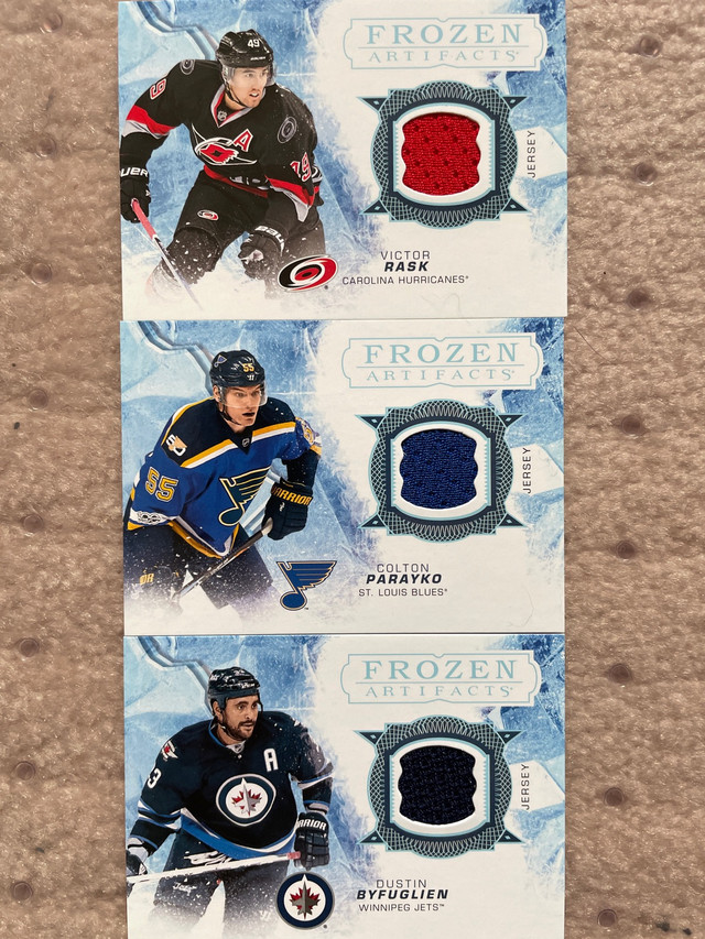 2017-18 Upper Deck Artifacts Frozen jersey. Byfuglien, Rask in Arts & Collectibles in Edmonton - Image 2