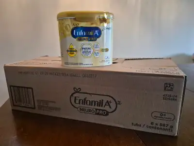 Unopened, factory-sealed case of six Enfamil A+ NeuroPro infant formula tubs (587 g each). Best befo...