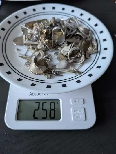 SILVER, 925, SCRAP PILE LOT, 258 GRAMS, View more