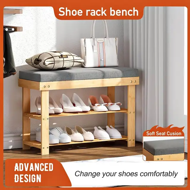 Étagère à chaussures en bambou à 2 niveaux in Bookcases & Shelving Units in Laval / North Shore - Image 3