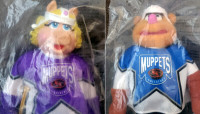 MUPPETS / NHL PLUSH DOLLS:  FOZZIE  +  MISS PIGGY 28cm