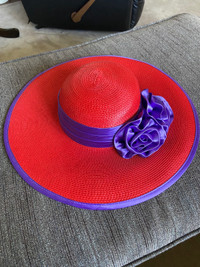 Womens Red and Purple Hat