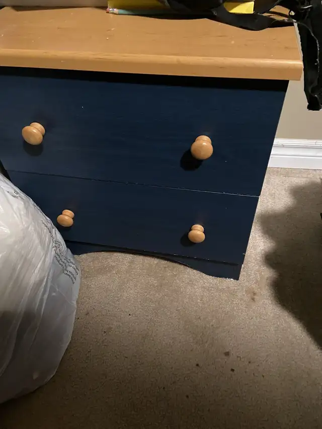 Nice Wood / Blue nightstand in Beds & Mattresses in City of Toronto - Image 3