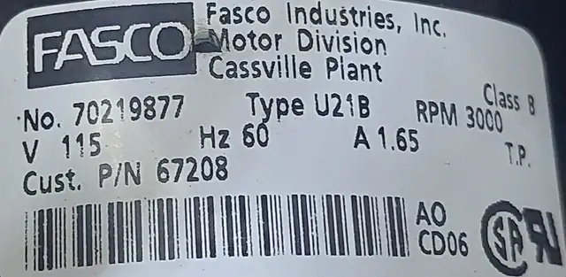 Fasco Inducer Motor – Model 7021-9877 (Hot Water Heater) M 169 in Heating, Cooling & Air in City of Toronto - Image 4