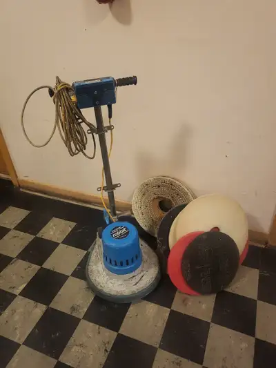 For sale used commercial floor polisher with extra cleaning pads. High Speed Rabbit Commercial Polis...