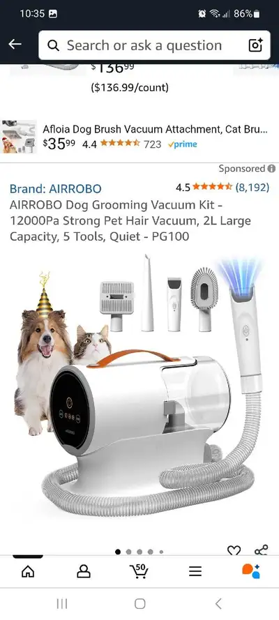 AIRROBO Pet Grooming Vacuum Kit brand new in box , View more