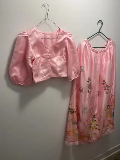 Light Pink 3 pc Indian Suit (Blouse, Skirt, Scarf), View more