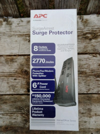 APC Surge Protector, 8 Outlets, 6ft Cord, Phone/Fax