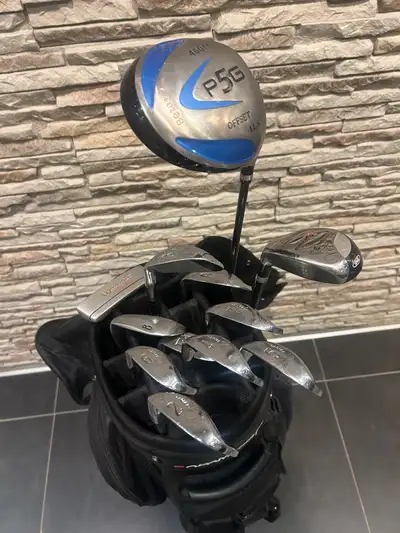 Golf clubs and bag, View more