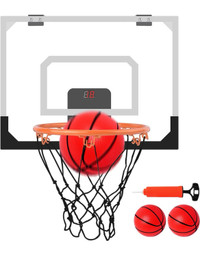 New Mini Basketball Hoop with Electronic Score Record, Indoor Ba