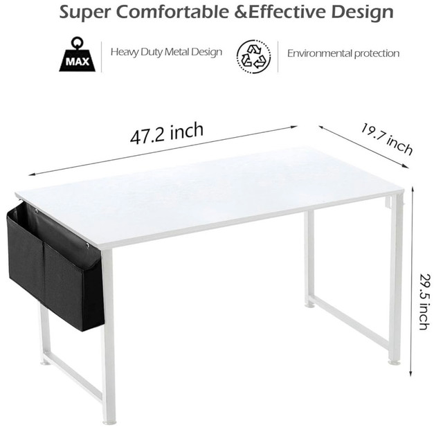 Brand New in Box 47” Computer Desk w/ Storage Bag, White in Desks in City of Toronto - Image 2