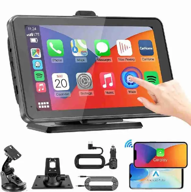 7" Portable CarPlay Screen, for Wireless Apple CarPlay Android A
