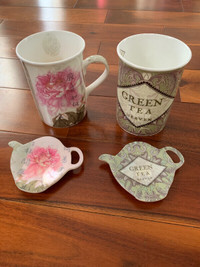 Fine bone China mugs with tea bag holder