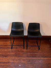 Faux Leather Black Counter Stools (Pair)