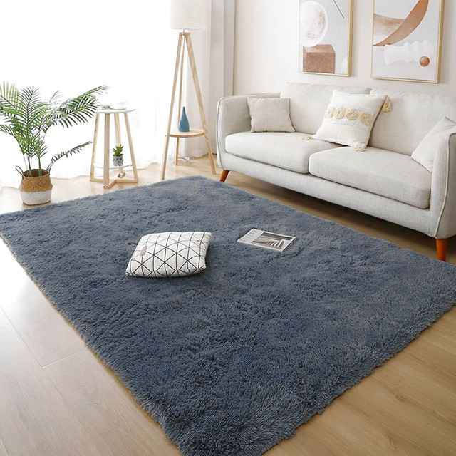 Tapis moelleux neuf 5.3x6.5pds -Bleu gris/Carpet rug shaggy dans Tapis et moquettes  à Ville de Montréal - Image 4