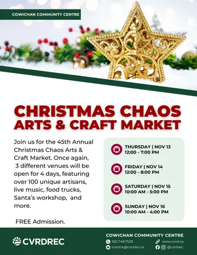 Christmas Chaos Arts & Craft Market at Cowichan Community Centre, View more