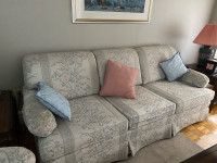 Triple size colonial style sofa with matching chair 