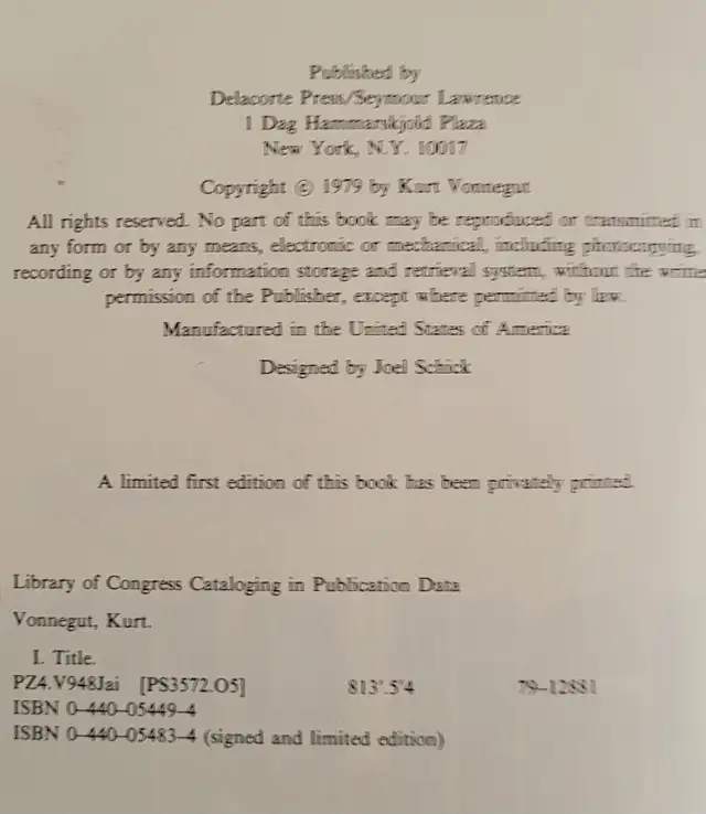 " Jailbird " - first edition - Kurt Vonnegut in Fiction in Barrie - Image 3