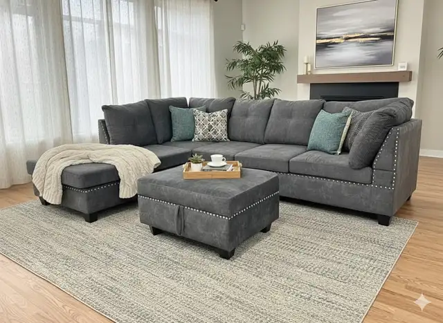 Must Go – Reversible Velvet Sectional | Modern & Comfortable in Couches & Futons in Hamilton - Image 2