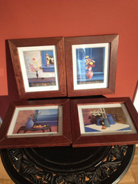Brand new set of 4 wall wooden framed arts.