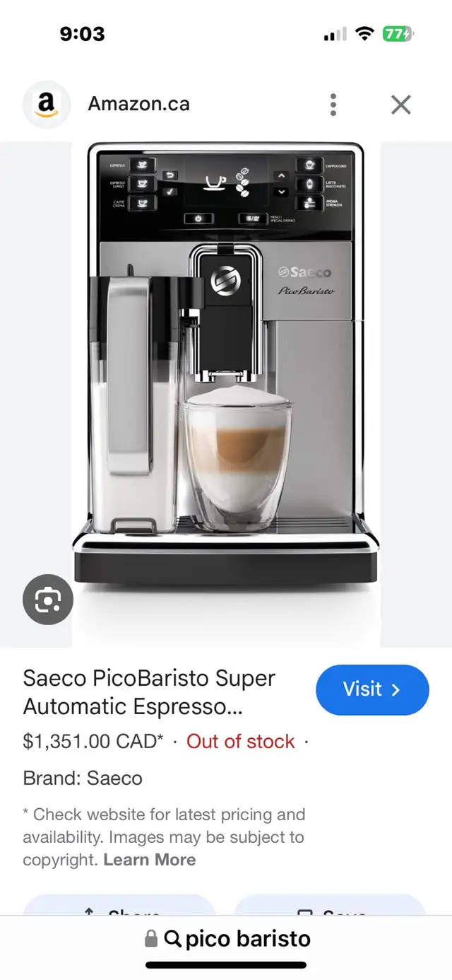 Saeco Pico Baristo Espresso Cappuccino Maker in Coffee Makers in Kitchener / Waterloo - Image 2