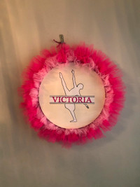 Personalized Pink Tulle Tutu with Ballerina Silhouette and Name