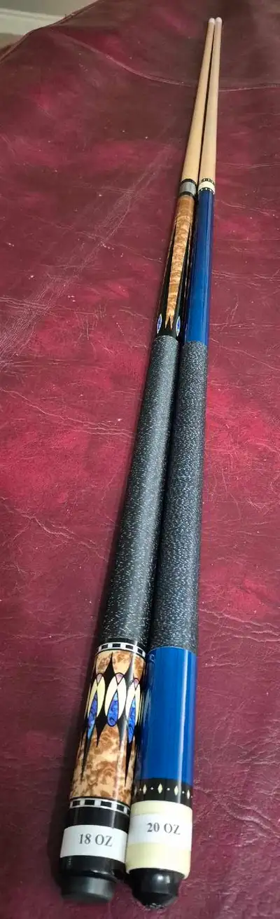 18 oz Orcid and 20 oz Lucky - High Quality cues - like new excellent condition. Price for both.