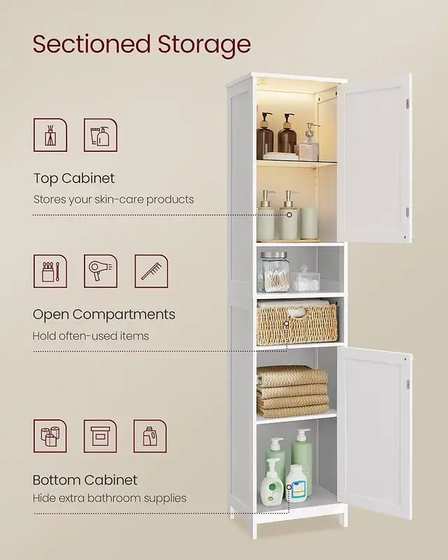 Larger Tall Bathroom Cabinet with Lights, Slim Bathroom in Bathwares in Markham / York Region - Image 5