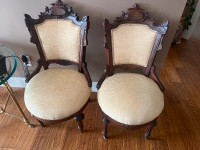 2  Beautiful Vintage Carved Parlour Chairs