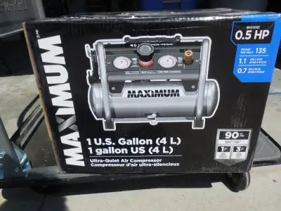 Compressor, new in-box, portable, quiet 0.5 HP, 4 litre, View more