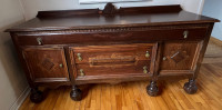 Antique Buffet Wood Sideboard Cabinet Hutch Traditional Hickory 