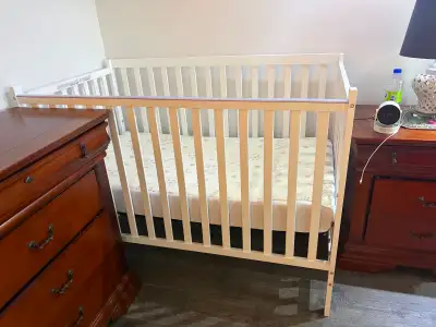White Wooden Baby Crib with Organic Mattress, View more